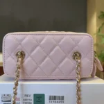 Chanel Women Small Top Handle Vanity Case With Chain Light Pink