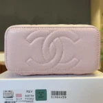 Chanel Women Small Top Handle Vanity Case With Chain Light Pink