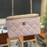 Chanel Women Small Top Handle Vanity Case With Chain Light Pink
