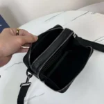 Dior Men CD Icon Zipped Pouch with Strap Black Grained Calfskin