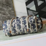 Dior Men Hit the Road Backpack with Flap Blue and Beige Raffia-Effect Dior Oblique Denim