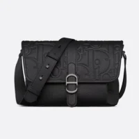 Dior Men Medium Dior Daily Messenger Bag with Flap Black Dior Gravity Leather