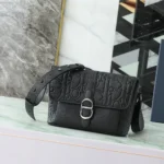 Dior Men Medium Dior Daily Messenger Bag with Flap Black Dior Gravity Leather