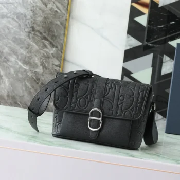 Dior Men Medium Dior Daily Messenger Bag with Flap Black Dior Gravity Leather