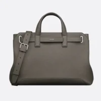 Dior Men Medium Dior Normandie Tote Bag Gray Dior Icons Calfskin