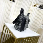 Dior Men Medium Rider Soft Hobo Bag Beige and Black Dior Oblique Jacquard with Black Grained Calfskin