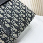 Dior Men Medium Rider Soft Hobo Bag Beige and Black Dior Oblique Jacquard with Black Grained Calfskin