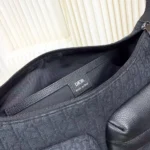 Dior Men Medium Rider Soft Hobo Bag Black Dior Oblique Jacquard and Black Grained Calfskin