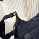 Dior Men Medium Rider Soft Hobo Bag Black Dior Oblique Jacquard and Black Grained Calfskin