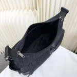 Dior Men Medium Rider Soft Hobo Bag Black Dior Oblique Jacquard and Black Grained Calfskin