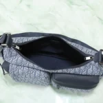 Dior Men Medium Rider Soft Hobo Bag Blue Dior Oblique Jacquard and Blue Grained Calfskin