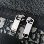 Dior Men Rider Soft Zipped Backpack Beige and Black Dior Oblique Jacquard with Black Grained Calfskin