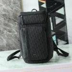 Dior Men Rider Soft Zipped Backpack Black Dior Oblique Jacquard and Black Grained Calfskin