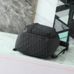 Dior Men Rider Soft Zipped Backpack Black Dior Oblique Jacquard and Black Grained Calfskin