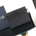 Dior Men Saddle A5 Triangle Pouch Black Dior Oblique Jacquard and Black Grained Calfskin