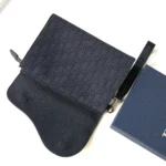 Dior Men Saddle A5 Triangle Pouch Black Dior Oblique Jacquard and Black Grained Calfskin