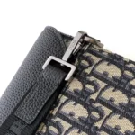 Dior Men Saddle A5 Triangle Pouch Beige and Black Dior Oblique Jacquard with Black Grained Calfskin