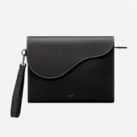 Dior Men Saddle A5 Triangle Pouch Black Grained Calfskin