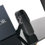 Dior Men Saddle A5 Triangle Pouch Black Grained Calfskin