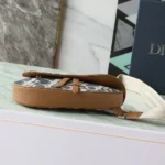 Dior Men Saddle Bag Blue and Beige Raffia-Effect Dior Oblique Denim