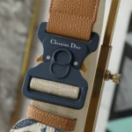 Dior Men Saddle Bag Blue and Beige Raffia-Effect Dior Oblique Denim