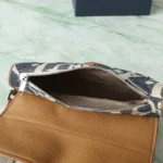 Dior Men Saddle Bag Blue and Beige Raffia-Effect Dior Oblique Denim