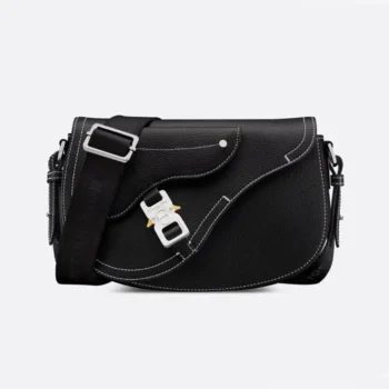 Dior Men Saddle Messenger Bag Black Grained Calfskin