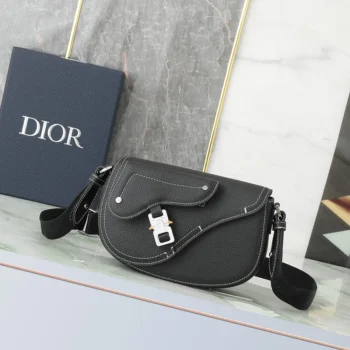 Dior Men Saddle Messenger Bag Black Grained Calfskin