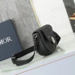 Dior Men Saddle Messenger Bag Black Grained Calfskin