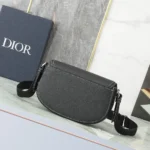 Dior Men Saddle Messenger Bag Black Grained Calfskin