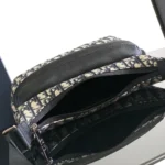 Dior Men Small Rider Soft Hobo Bag Beige and Black Dior Oblique Jacquard with Black Grained Calfskin