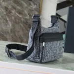 Dior Men Small Rider Soft Hobo Bag Blue Dior Oblique Jacquard and Blue Grained Calfskin