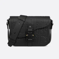 Dior Men Small Saddle Messenger Bag with Flap Black Dior Gravity Leather