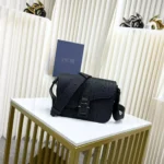 Dior Men Small Saddle Messenger Bag with Flap Black Dior Gravity Leather