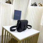 Dior Men Small Saddle Messenger Bag with Flap Black Dior Gravity Leather