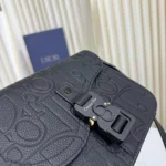 Dior Men Small Saddle Messenger Bag with Flap Black Dior Gravity Leather