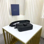 Dior Men Small Saddle Messenger Bag with Flap Black Dior Gravity Leather