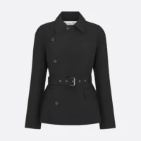 Dior Women Belted Jacket Black Virgin Wool and Silk Gabardine
