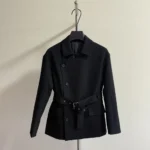 Dior Women Belted Jacket Black Virgin Wool and Silk Gabardine