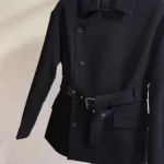 Dior Women Belted Jacket Black Virgin Wool and Silk Gabardine