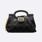 Dior Women Dior Jolie Top Handle Mini Bag Black Cannage Lambskin