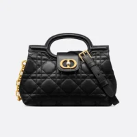 Dior Women Dior Jolie Top Handle Mini Bag Black Cannage Lambskin