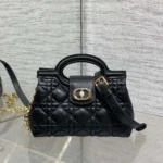 Dior Women Dior Jolie Top Handle Mini Bag Black Cannage Lambskin