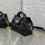 Dior Women Dior Jolie Top Handle Mini Bag Black Cannage Lambskin