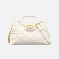 Dior Women Dior Jolie Top Handle Mini Bag Latte Cannage Lambskin
