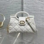 Dior Women Dior Jolie Top Handle Mini Bag Latte Cannage Lambskin