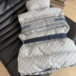 Dior Women DiorAlps Belted Puffer Vest Blue and White Dior Oblique Quilted Technical Taffeta