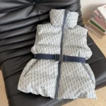 Dior Women DiorAlps Belted Puffer Vest Blue and White Dior Oblique Quilted Technical Taffeta
