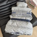 Dior Women DiorAlps Belted Puffer Vest Blue and White Dior Oblique Quilted Technical Taffeta