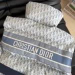 Dior Women DiorAlps Belted Puffer Vest Blue and White Dior Oblique Quilted Technical Taffeta